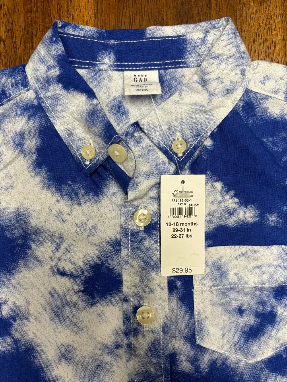Baby GAP Tie Dye Button Down Long Sleeve Shirt